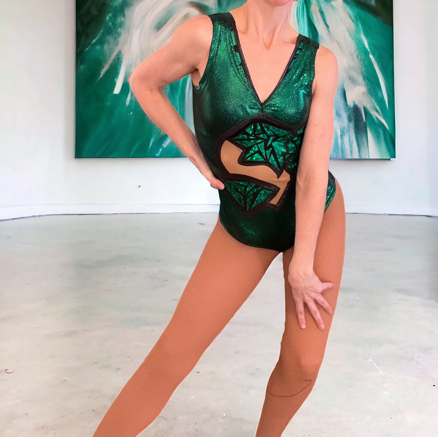 Emerald Gemstone Short Unitard