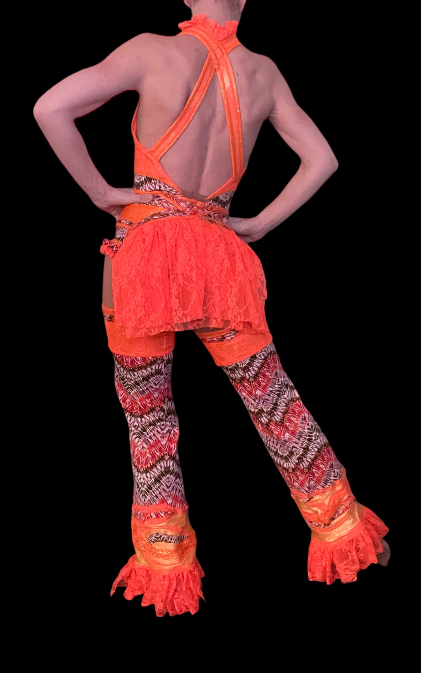 Deep V leotard with Bootylicious Bootlegs