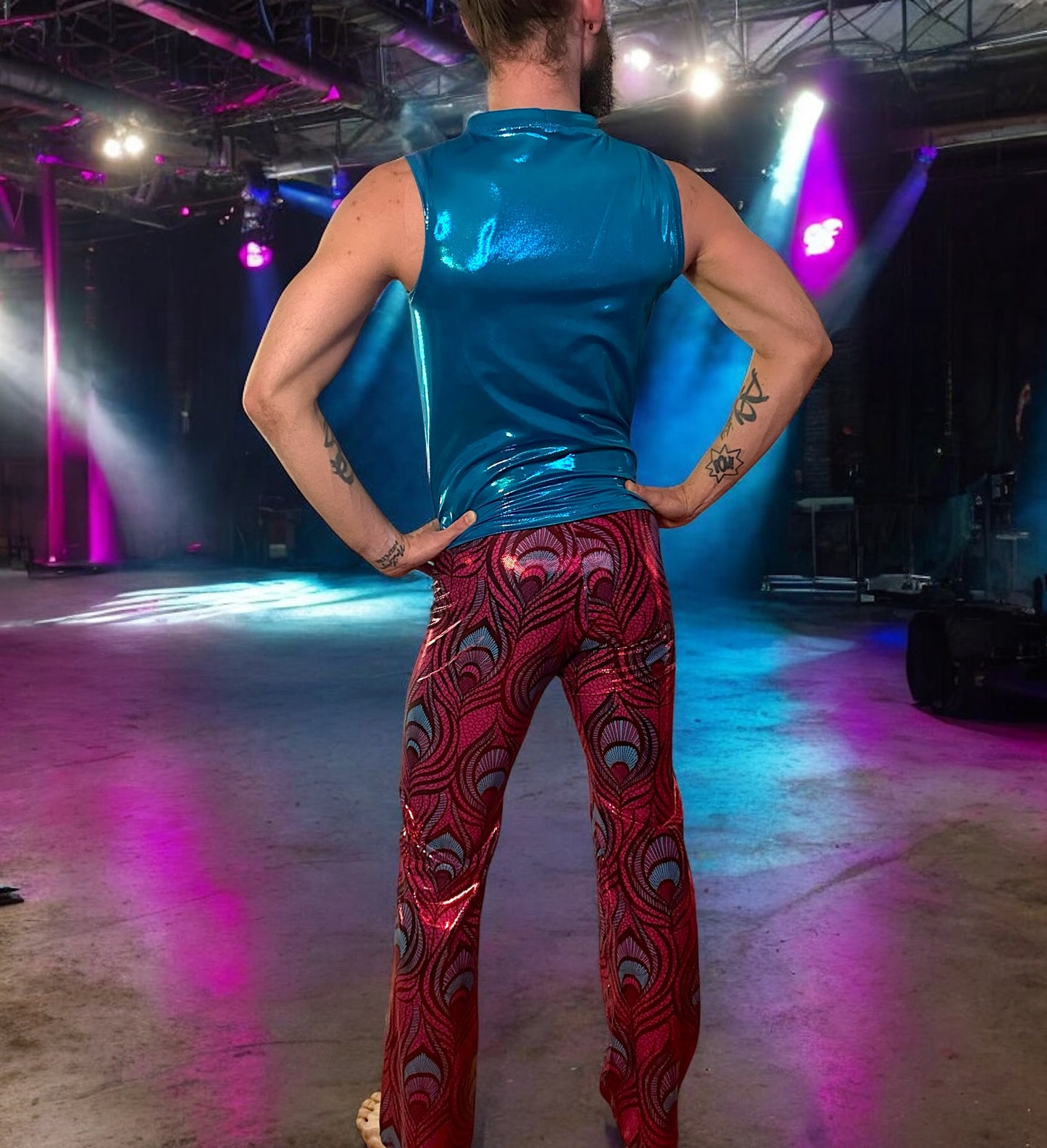 Fuchsia Peacock Pants with Turquoise Tank