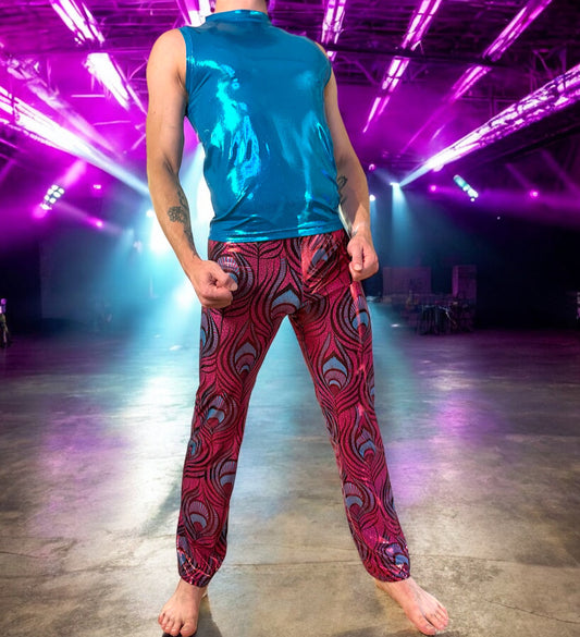 Fuchsia Peacock Pants with Turquoise Tank