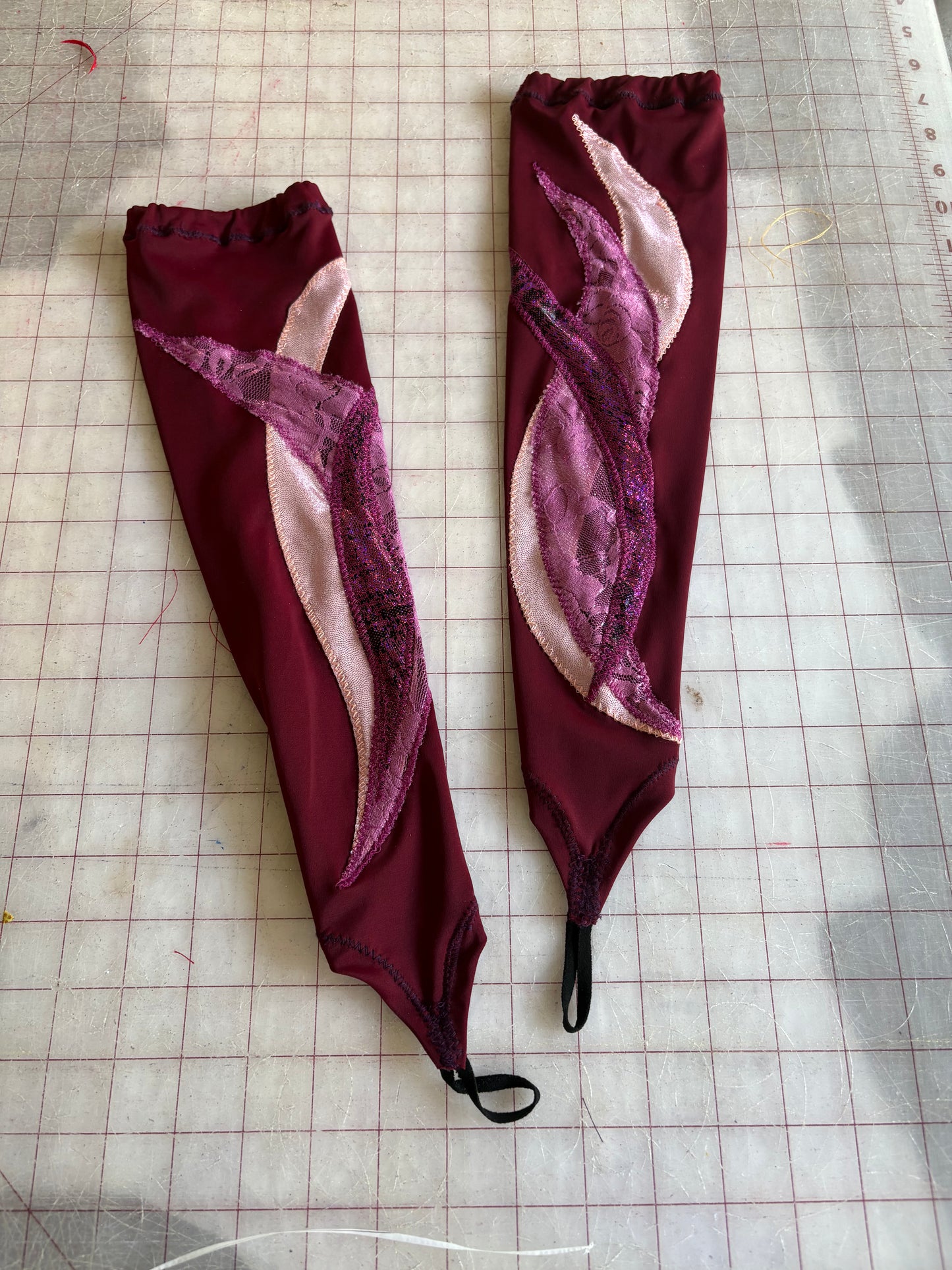 Burgundy Bodysuit with Skirt & Sleeves